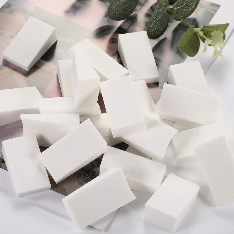 TecUnite 100 Pieces Makeup Sponge Cosmetic Latex Free Wedges Makeup Sponges for Foundation Small Wedge Shaped Smooth for Blending Liquid Cream Foundation Tools Festival(White) - Image 3